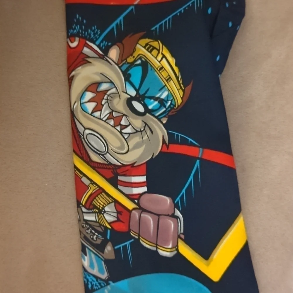 Looney Tunes Mania Sports Taz Tie Vintage Warner Bros Hockey Y2k